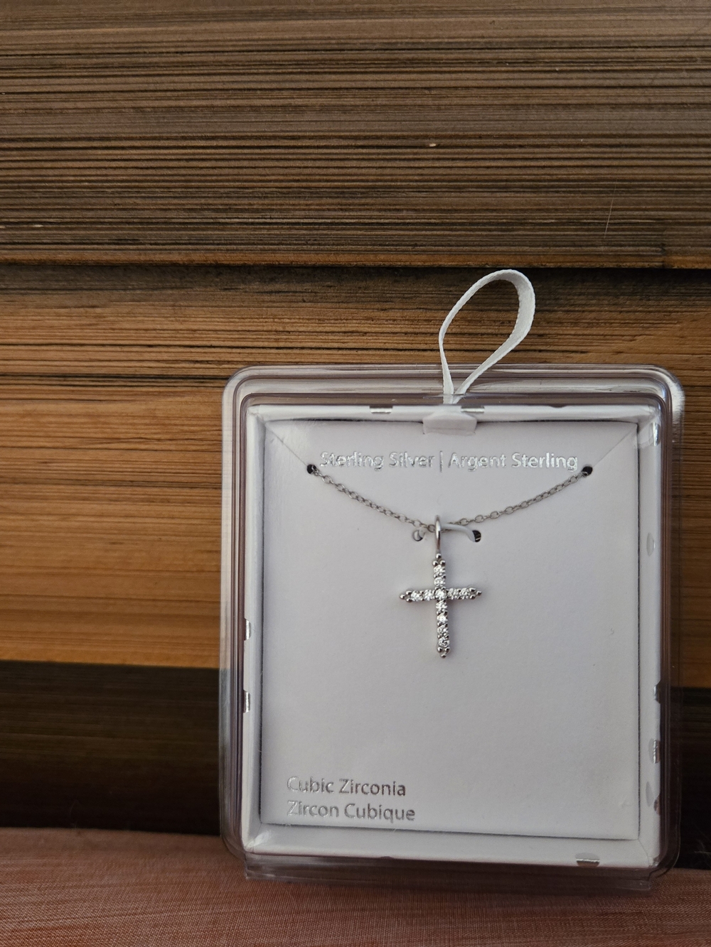 Sterling Silver Cubic Zirconia Cross Necklace - Silver